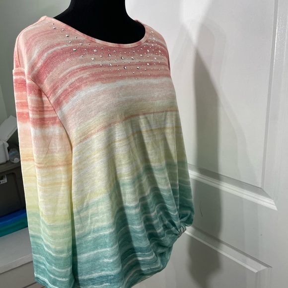 Alfred Dunner Pink and Blue Gradient Blouse PL CB-70 - Picture 5 of 7